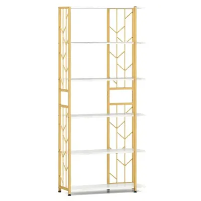 6 stick stand rack cu cadru metalic Carcasa de raft geometrie 80 x 31 x 180 cm Alb