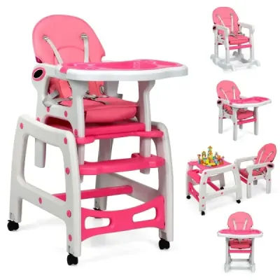 3 în 1 scaun pentru copii scaun înalt & scaun dining & grup scaun pentru copii decapotabil copil scaun înalt roz