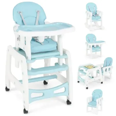 3 în 1 scaun pentru copii scaun mare & scaun dining & grup scaun pentru copii decapotabil copil scaun ridicat albastru