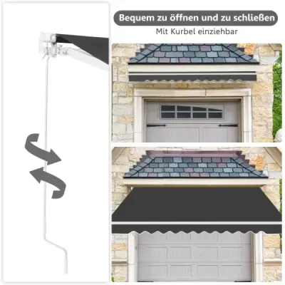 terase retractabile din aluminiu protecţie solară cu manivelă mâner 3,6 m × 3 m gri