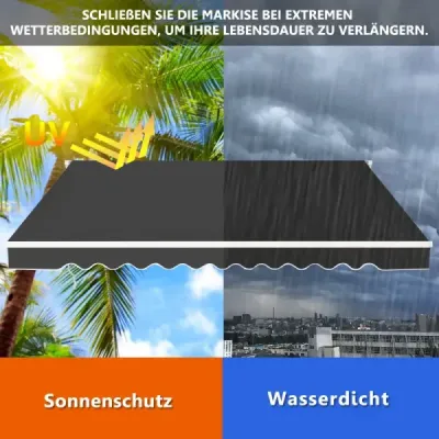 terase retractabile din aluminiu protecţie solară cu manivelă mâner 3,6 m × 3 m gri