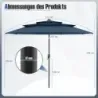 parasolar 3 etaje cu manivela laterala la 30° Umbrela de grădină Knickable