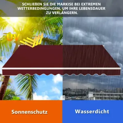 Markise cu terase din aluminiu retractabile cret protectie solara 3 x 2,5 m-vin rosu