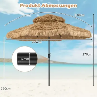 Hawaii Parasol cu dublu acoperis Neigable Strawshade Gardenshade Straw Beach umbrela