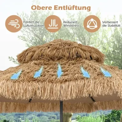 Hawaii Parasol cu dublu acoperis Neigable Strawshade Gardenshade Straw Beach umbrela