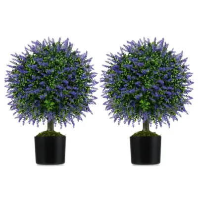 2 planta de arta cu lavanda copaci in violet si frunze Buchsbaum Kunstbaum cu pot 58cm