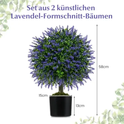 2 planta de arta cu lavanda copaci in violet si frunze Buchsbaum Kunstbaum cu pot 58cm