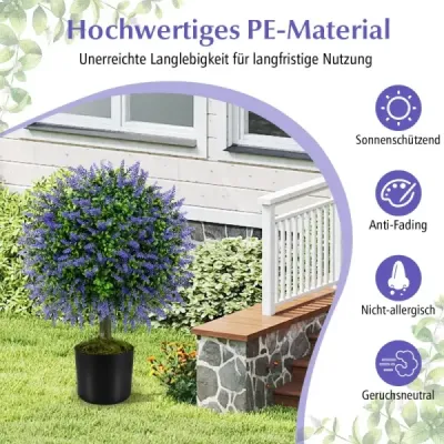2 planta de arta cu lavanda copaci in violet si frunze Buchsbaum Kunstbaum cu pot 58cm