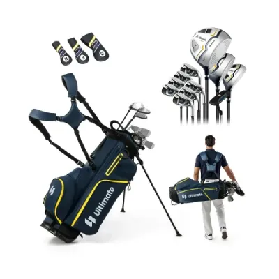 15 bucăți Set complet club de golf set de golf cu sac de golf & galben curcubeu