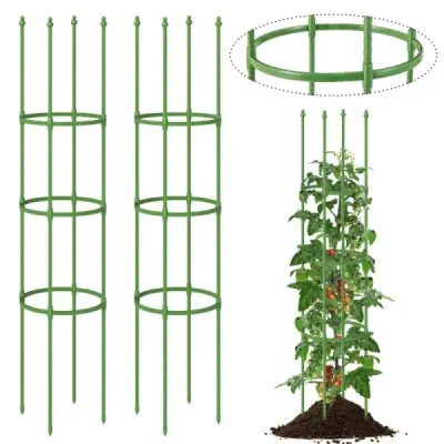 2 Set Tomato Ajutor de clasare cu inaltime reglabila & 6 inele Cusca rosii