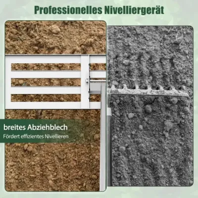 Lawn Nivelliers cu mâner ergonomic peluze metalice nivelling Flatbed gazon instrument argint