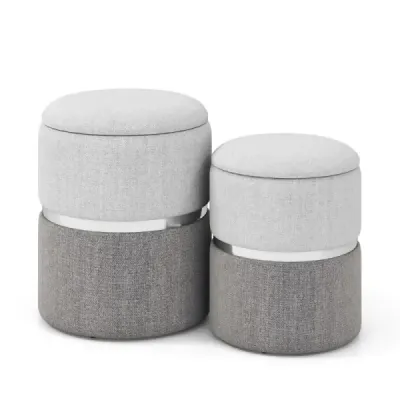 Seat Stool Otomani cu 32L + 21 L depozitare Pouf Stool rotund canapea scaun lateral Gri