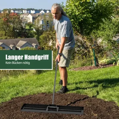 Nivellierrechen mit Ergonomische Griff Robust instrument gazon Levelingrake suprafata paver 106 x 25 cm Negru