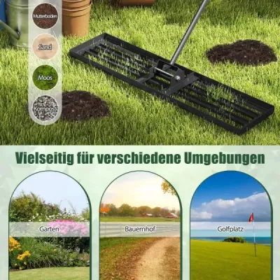 Nivellierrechen mit Ergonomische Griff Robust instrument gazon Levelingrake suprafata paver 106 x 25 cm Negru