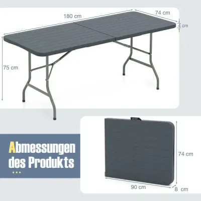 Masa de gradina cu partea de sus a mesei din PEÎD & mâner care transportă masa de camping pliabil