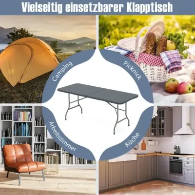 Masa de gradina cu partea de sus a mesei din PEÎD & mâner care transportă masa de camping pliabil
