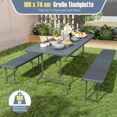 Masa de gradina cu partea de sus a mesei din PEÎD & mâner care transportă masa de camping pliabil