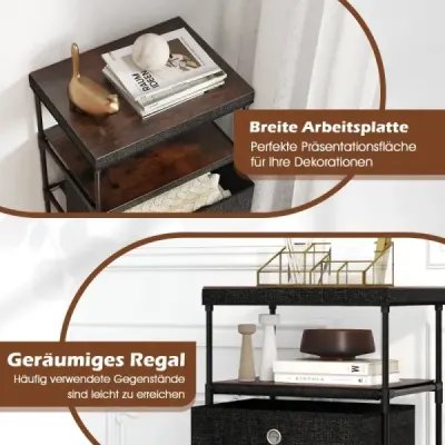 Rochie cu 3 sertare dresser tesatura cu placa de lemn negru 40 x 30 x 81 cm