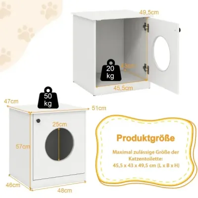 closet pisica WC cu usa & mare intrare alb 51 x 47 x 57 cm