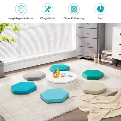 Set 6 copii perna scaun cu mâner & zip scaun perna ridica perna principala albastru