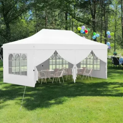300 x 600 cm mare cort eveniment cu 6 ziduri laterale reglabile înălțime party cort alb