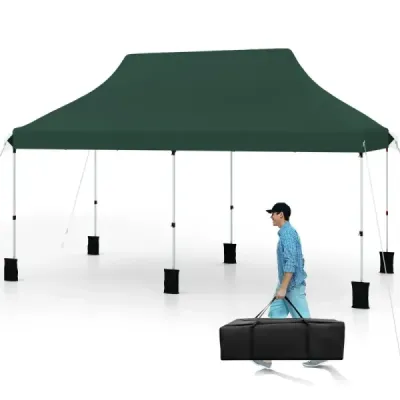 300 x 600 cm mare pop-up cort de acoperiș cort eveniment pliabil cu sac de transport verde