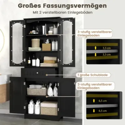 Cabinet de baie cu 4 usi si sertar Negru 60 x 30 x 160 cm