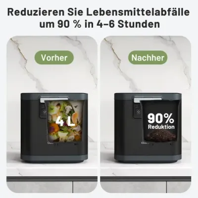 4 L Compustor electric de bucătărie cu capac 2 Filtre de carbon activate & LED Afișează negru