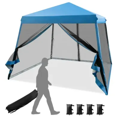 3 m x 3 m Cort mare de baldachin Cort de petrecere cu picioare bevel albastru