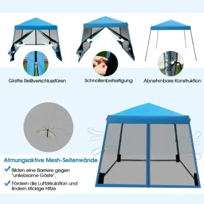3 m x 3 m Cort mare de baldachin Cort de petrecere cu picioare bevel albastru