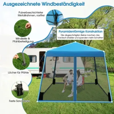 3 m x 3 m Cort mare de baldachin Cort de petrecere cu picioare bevel albastru
