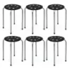 6pc Pack Stackable Metal Stool Rotund Seat Stool 30 x 30 x 44,5 cm Negru + argint