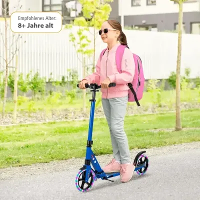 Copii scuter pliabil cu lumini Înălțimea scooter reglabil cu curea de transport albastru