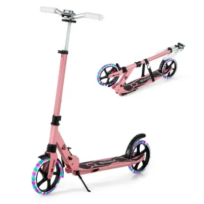 Copii scuter pliabil cu corpuri de iluminat Înălţimea scooter reglabil cu curea Rosa