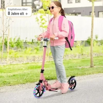 Copii scuter pliabil cu corpuri de iluminat Înălţimea scooter reglabil cu curea Rosa
