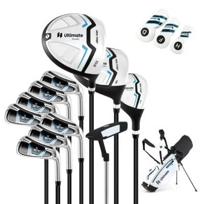 15 bucăți Club de golf set complet set de golf cu sac de golf și capota ploaie alb