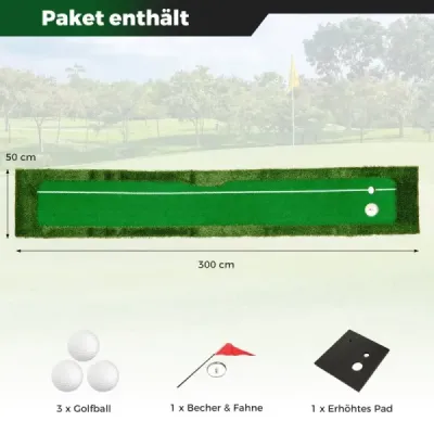 300 cm Curățare golf mat Golf de formare mat cu 3 mingi de golf și 2 dimensiuni găuri Mat de formare Golf pliabil