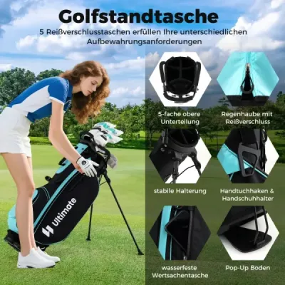 Femeii complet Golf Club Set 15 Partges Golf Set dreptaci cu sac de golf & ploaie Verde capotă
