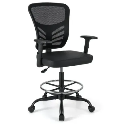 Scaun birou inaltimea scaunului ergonomic 54-75 cm Scaun pivotant înalt cu brațe pliabile Negru