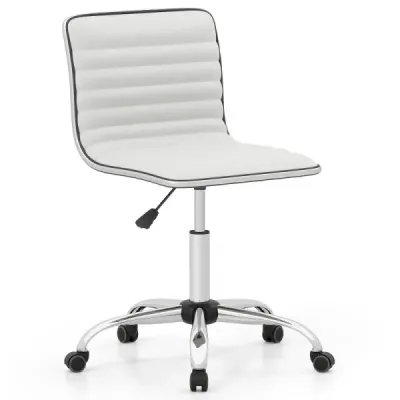 Scaun de birou ergonomic fără braț Scaun pivotant cu rolele Alb