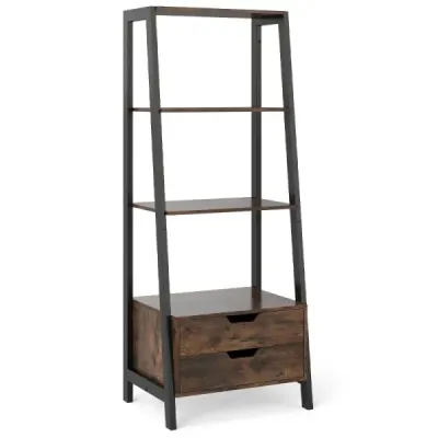 Librărie 134cm cu 4 rafturi deschise și 2 sertare versatil stand rafturi Brown