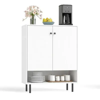 Sideboard din lemn piept de sertare cu rafturi reglabile & 2 usi dressing dulap Bufet dulap dulap bucătărie 75 x 35 x 95 cm alb