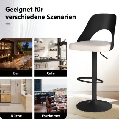 Bar Stool 2 set Scaune Bar 360° inaltime rotativa scaun pivotant reglabil Scaune bucatarie cu scaun artificial din piele & backrest Negru