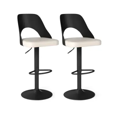 Bar Stool 2 set Scaune Bar 360° inaltime rotativa scaun pivotant reglabil Scaune bucatarie cu scaun artificial din piele & backrest Negru