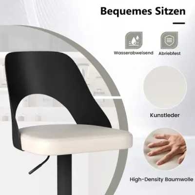 Bar Stool 2 set Scaune Bar 360° inaltime rotativa scaun pivotant reglabil Scaune bucatarie cu scaun artificial din piele & backrest Negru