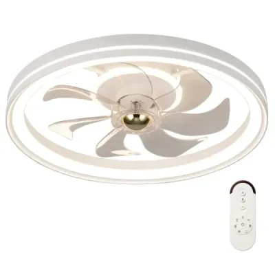 Ventilator de tavan φ48cm cu iluminare reversibilă a ventilatorului LED lumina tavan 3000-6500K dimmable cu 6 viteze de vânt Alb
