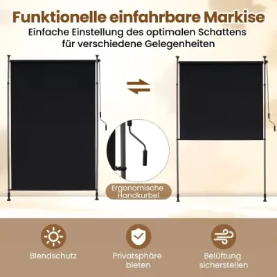 coperta verticala 200 x 220-310 cm inaltime reglabila & pull-out balcon negru