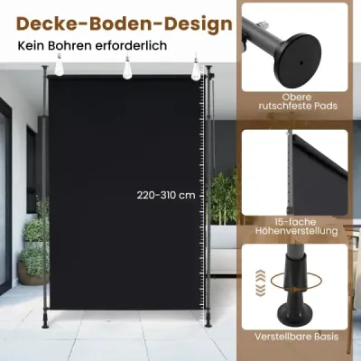 coperta verticala 200 x 220-310 cm inaltime reglabila & pull-out balcon negru