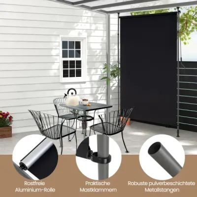 coperta verticala 200 x 220-310 cm inaltime reglabila & pull-out balcon negru