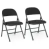 2 scaune pliante cu cadru din metal de grădină scaun de camping din piele artificială scaun capitonat sala de mese scaun